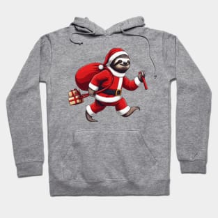 Festive Sloth Santa Christmas Xmas Holiday Funny Hoodie